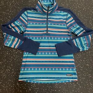Kerrits girls youth quarter zip horse M Blue Striped Sweater